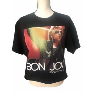 BON JOVI Tour T-shirt L - raw hem, cut